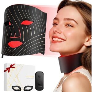 Infrared Light Therapy Face Mask & Neck Device - Black with Red Light
